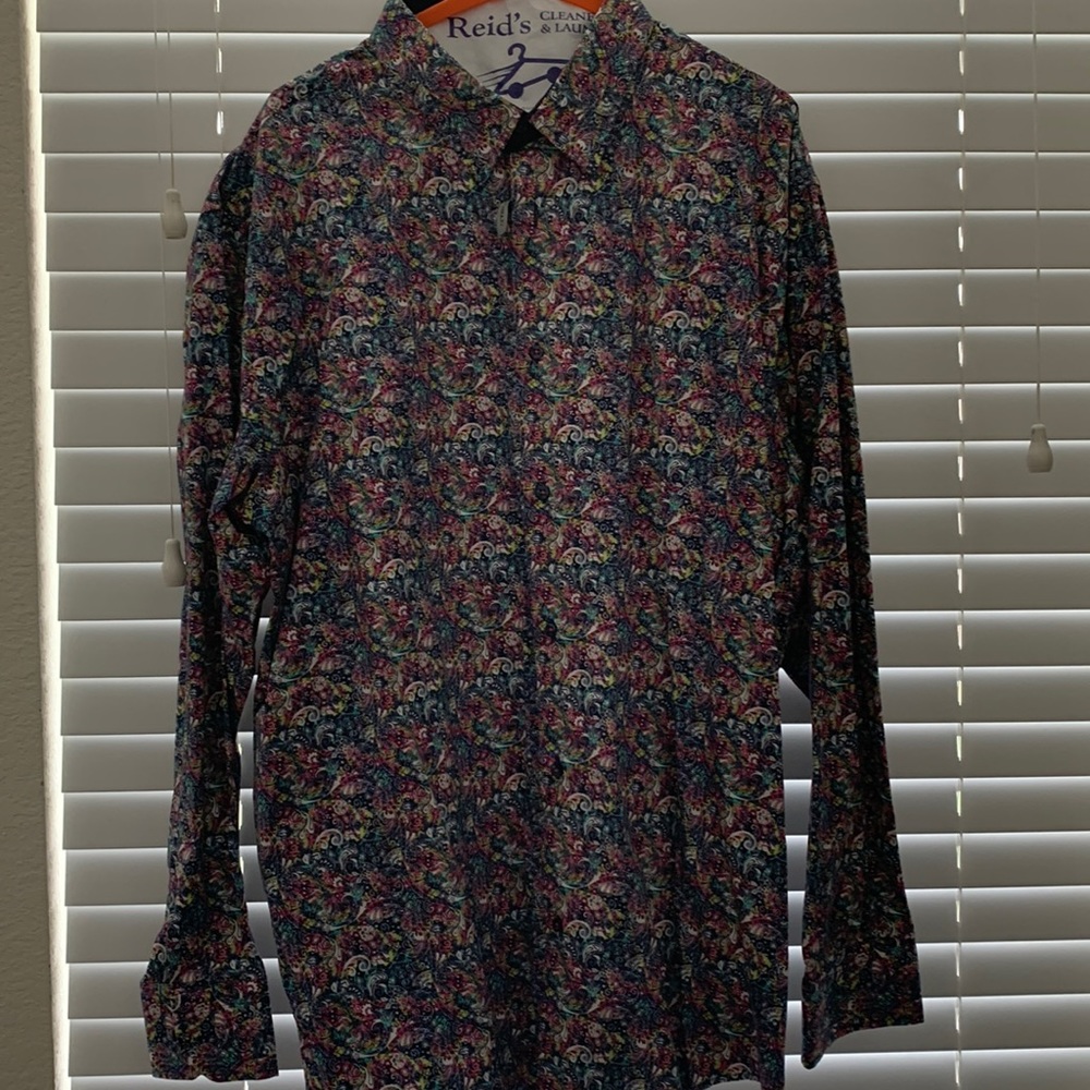 Paisley Color Long Sleeve Casual or Dress button shirt size 3XL